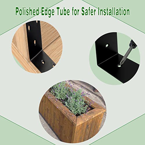 16Pcs Raised Garden Bed Corner Brackets, 4Inch Stainless Steel Bracket, Black Angle Brackets, L Corner Brace, Heavy Duty L Brackets 90° Metal Bracket for Wooden Furniture Timber （4 Different Sizes） - size: 16PCS-4'' L Brackets