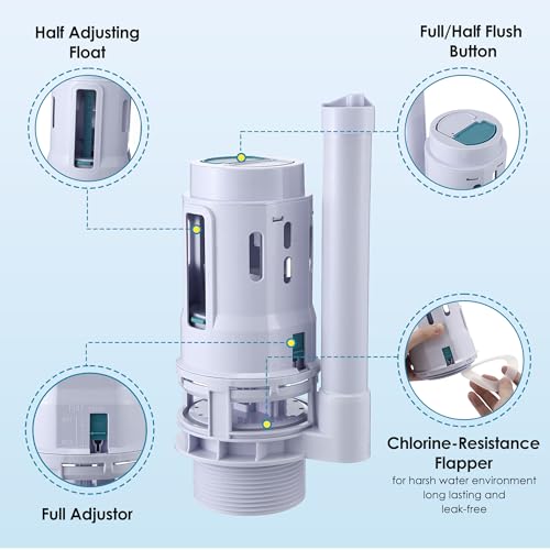 Saillong 3 Inch Dual Flush Valve Replacement Kit with Top Push Button, Tank to Bowl Gasket and Bolts, Toilet Repair Kit Inside Tank for 2 Piece Toilet, Easy to Install (2 Pack)