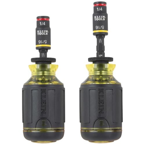 Klein Tools 32308F Impact Driver Set, 10-in-1 Stubby Screwdriver Driver Set, Hex Flip Socket, 7 Bits, 1/4-Inch Bit Holding Feature, 10-Piece - style: Standard