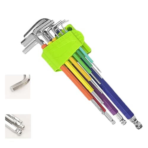 Hex Key Set, 9PCS Metric Allen Key Set, 1.5-10MM, Anti-Slip Long Ball End Hex Wrench Set Color Coding Hex Key Set (Hexagonal wrench, Long style) - color: Hexagonal Wrench, size: Long style