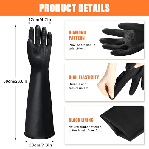 24" Chemical Resistant Glove, Reusable Heavy Duty Long Rubber Gloves - color: 24 Inch
