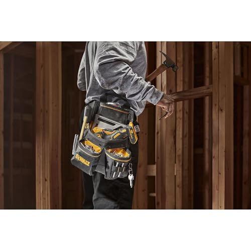 DEWALT Tool Pouch with Belt, 13 Pocket Professional Small Tool Belt Pouch (DWST540201) - size: One Size, style: Nail Pouch