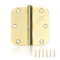 Door Hinges Polished Brass 3.5 Inch Interior Hinges 5/8" Radius - 18 Pack - color: Polished Brass-5/8" Radius