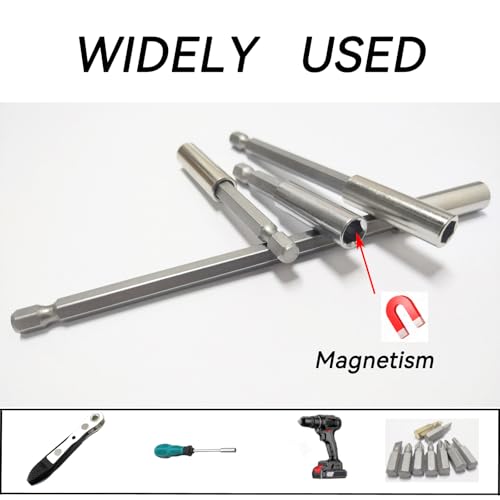 4 Pieces Drill Extension Bit Holder Set,1/4 Magnetic Hex Shank Screwdriver Drill Bit Extension Holder 63.5/75/100/150mm for Household Use, DIY, Repair Work, and More