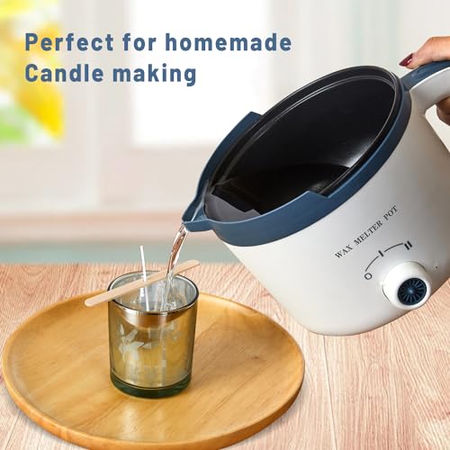 KQU Wax Melting Pot with Thermometer, Electric Wax Melter for Candle Making with Spout 1.5Qt, Small Double Boiler Pot Set for Beginner Adults - size: Wax Melting Pot Kit 2pcs