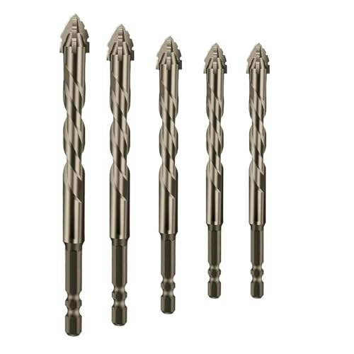 5 Count Four Edged Serrated Eccentric Drill Bit Set,New Four-Flute Sawtooth Eccentric Drill Bit, for Stone, Glass, Concrete, Wood, Brick, Metal (5pack) - style: 5pack