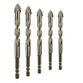 5 Count Four Edged Serrated Eccentric Drill Bit Set,New Four-Flute Sawtooth Eccentric Drill Bit, for Stone, Glass, Concrete, Wood, Brick, Metal (5pack) - style: 5pack