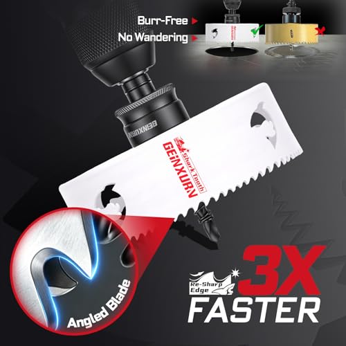 Geinxurn 5 Inch(127mm) Hole Saw, 1PC HSS Bi-Metal Hole Saw Kit with Shark Tooth Hole Cutter for Wood,Drywall, PVC Boards and Thin Metal - color: 1 PCS 5"