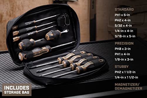 Spec Ops Tools Screwdriver Set for Professional Construction & Jobsite Use, Phillips and Slotted Drivers with Magnetic Tips, 10-Piece