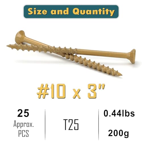 WELLOCKS #10 x 3 in Tan Deck Screws, 0.44 lbs Trial Size - size: #10×3", style: Trial size 0.44LBS