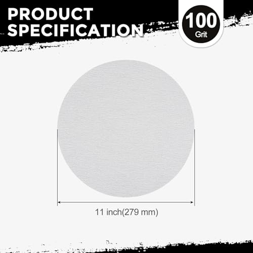50Pcs Sanding Discs 11In 100Grit Hook and Loop Sandpapers White - color: White, size: 11 Inch(100 Grit)