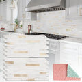 StyloVue 20 Sheets Peel and Stick Backsplash for Kitchen, Pearl White Sandstone with Metal Gold Look Stick on Tile Upgrade Your Kitchen Backsplash, RV, Fireplace - color: Pearl White Sandstone With Metal Gold