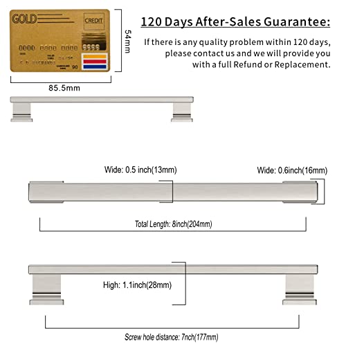 Amerdeco 10 Pack Brushed Satin Nickel Cabinet Pulls 7" - color: Brushed Satin Nickel, size: 7" hole center