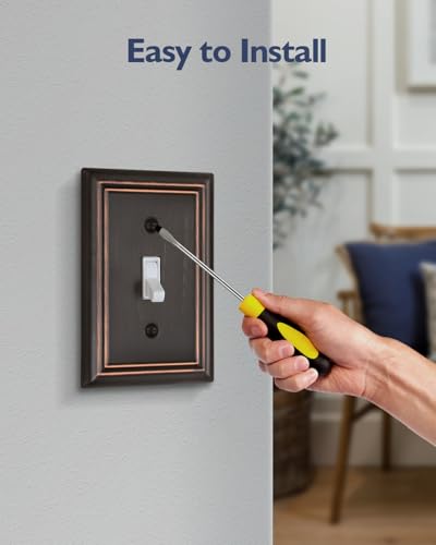 Switch Plates Outlet Covers, 4-Pack Metal Wall Plates, Aged Bronze - color: Aged Bronze, size: 1 Toggle 4PK