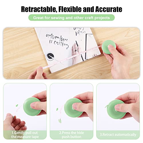 Tape Measures Retractable, Fabric Measuring Tape, 60 Inch Small Sewing Tape Measure for Craft Nursing Medical Travel(3 Pack/Green,Blue,Pink) - color: Green,Blue,Pink