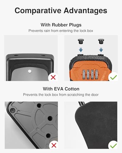 Puroma Key Lock Box for House Keys Combination Lockbox with Code, 1 Orange - color: Orange