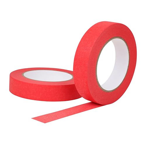 2 Pack Red Painters Tape 1 inch Wide Red Masking Tape Paint Tape Paper Tape 1 inch x 55 Yards x 2 Rolls (110 Yards in Total) - color: Red, size: 1 Inch (2-Pack)