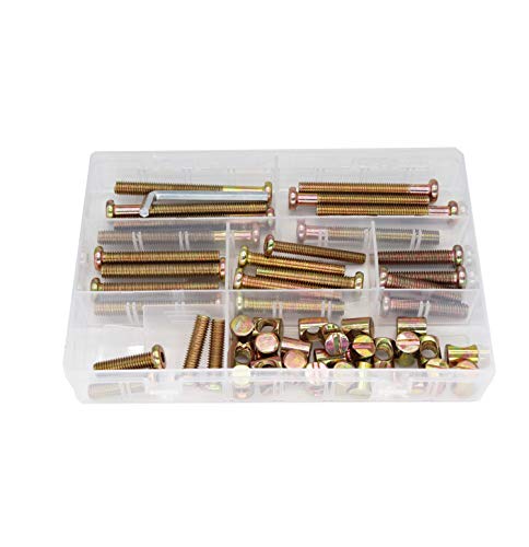 30-Set M8 Crib Screws, binifiMux 60pcs Hex Key Drive Socket Cap Crib Bolts Barrel Nuts, M8 x 30mm/ 40mm/ 50mm/ 60mm/ 70mm/ 80mm Furniture Bolt and Barrel Nuts Assortment Kit