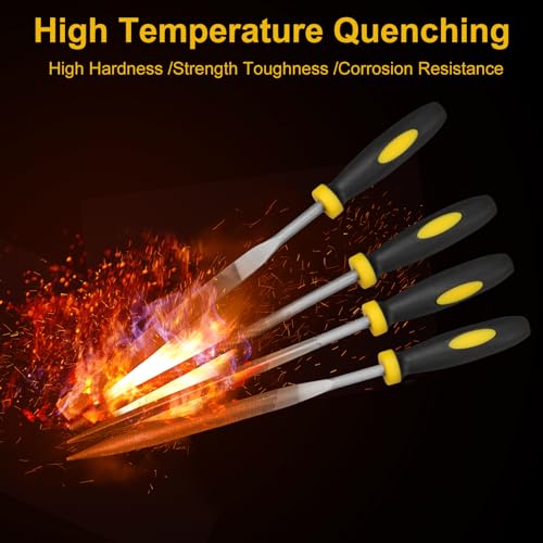 Mini Hand Files, 6pcs, Total 6.3in, Strength Alloy Steel Needle File Set, Small Metal File Tools for Detailed Tasks, Includes Round, Bi-Half Round, Flat, Square, Flat Warding, Triangular