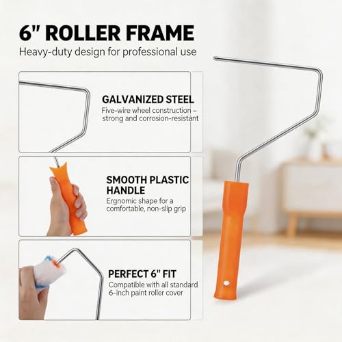 12 Inch Paint Tray Liner Kit with 40 Disposable Paint Tray Liner Refills, Roller Frame Handle, Heavy Painted Tray for Wall, Furniture, Ceiling and Home Interior Painting Supplies