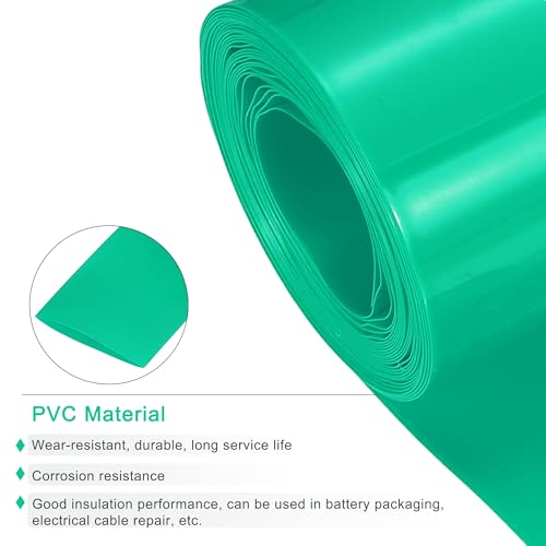 MECCANIXITY Battery Wrap PVC Heat Shrink Tubing 50mm Dia 80mm Flat 10 Feet(3meters) Green Good Insulation for Battery Pack - color: Green, size: 50mmx80mmx3m