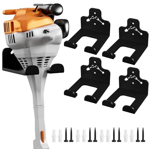 Garage Organizer Trimmer Rack Wall Mount, Weedeater Hanger, Black, 4 Pack - color: Black 4 Packs