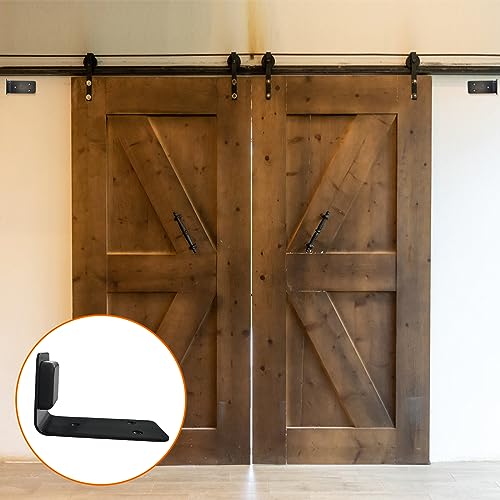 90° Stainless Steel Sliding Door Hardware Door Stop,2pcs Sliding Barn Door Bottom Floor Guide with Mounting Screws (Black) - color: Black