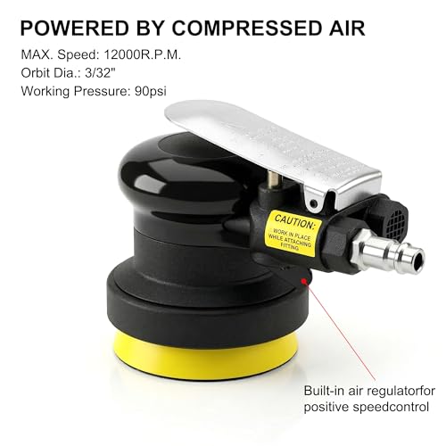 3 inch & 4 inch Air Sander Kit, Pneumatic Random Orbital Sander DA Sander with Sanding Pads, High Speed Palm Sander for Auto Body, Car Polishing, Woodworking, DIY Projects
