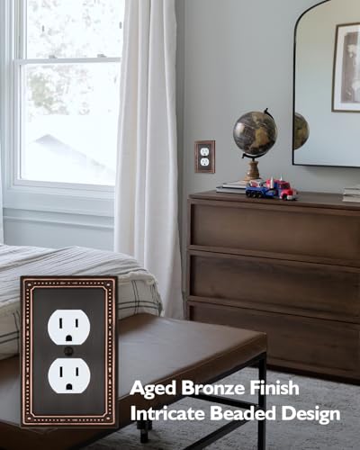 Switch Plates Outlet Covers, 4-Pack Aged Bronze Metal Wall Plates - color: Aged Bronze, size: 1 Duplex 4PK