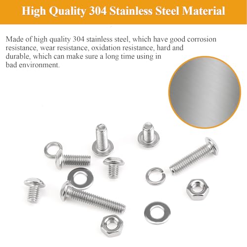 105 Pieces M4 x 10mm Button Head Socket Cap Screws, Thread Pitch 0.7mm, Sutemribor M4 Screws, 304 Stainless Steel, Fully Threaded, Silver - size: M4 x 10mm, style: Button Head