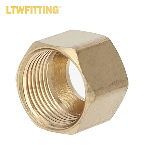LTWFITTING Assortment Kit Tube OD 1/8" 3/16" 1/4" 5/16" 3/8" Brass Compression Nut Set (Pack of 125)