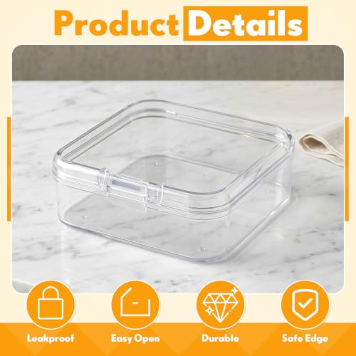24 Packs Small Clear Plastic Beads Storage Containers Box with Hinged Lid for Storage of Small Items, Crafts, Jewelry, Hardware(2.12 x 2.12 x 0.79 Inches) - size: 2.12 x 2.12 x 0.79 Inches