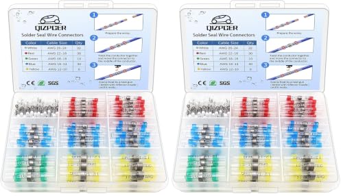 110 Pcs Heat Shrink Wire Connectors, Solder Seal Butt Connectors Kit Waterproof Marine Electrical Splice Terminals (Pack of 2) - size: 110 PCS (Pack of 2)