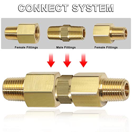 KOOTANS 1/4 NPT x 1/4 NPT Male Solid Brass Hex Nipples,4 PACK - size: 1/4 NPT x 1/4 NPT (O.D x O.D: 1/2'' x 1/2'')