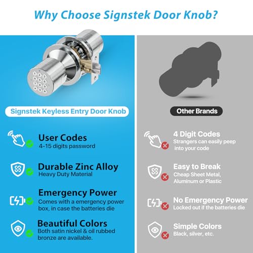 Digital Door Lock with Keypad - Electronic Door Knob for Keyless Entry - Oil Rubbed Bronze, 3 Pack - size: Oil Rubbed Bronze 3Pack