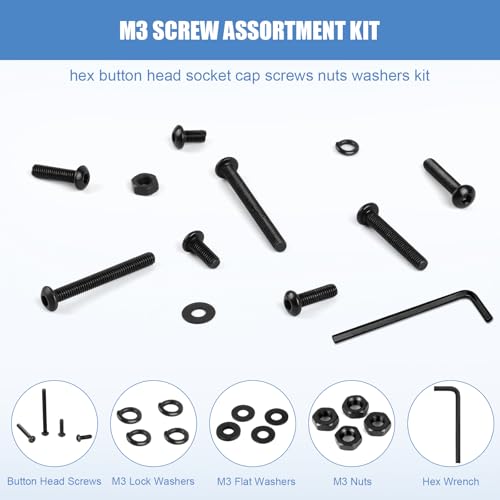 840PCS M3 Screw Kit, M3 Screws Hex Button Head Screws with M3 Bolts - size: 840PCS