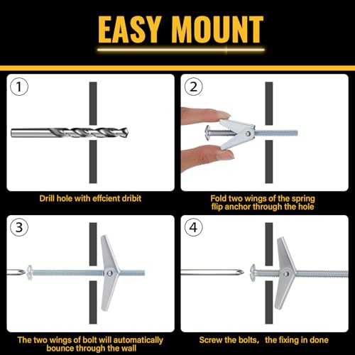 28PCS Toggle Bolts Wing Nuts Heavy Duty Hollow Wall Anchors 3 Sizes