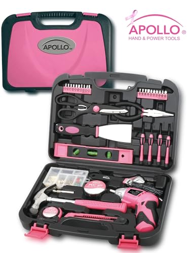 Apollo Tools 135 Piece Household Tool Set, Pink DT0773N1 - color: Pink, size: 135-Piece