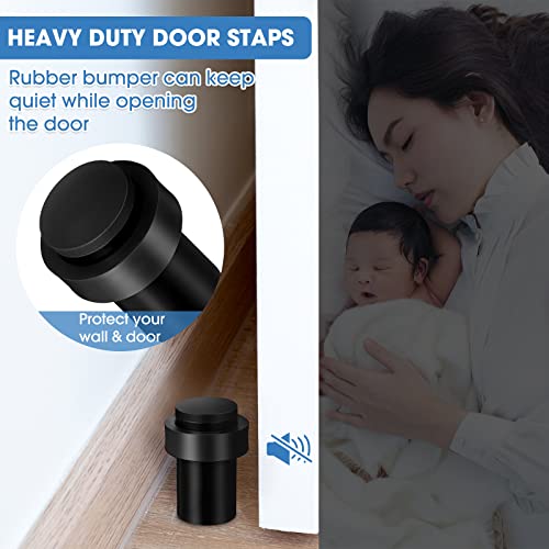 Chumia 10 Pcs Floor Mounted Door Stopper Stainless Steel,Black - color: Black