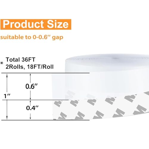 36 Ft Weather Stripping Door Seal Strip Tape,Silicone Door Draft Stopper,Self Adhesive Shower Door Bottom Seal and Door Insulation Strip for Door Frame Windows and Glass Gaps (Transparent, 25mm) - size: 1 in x 36 ft