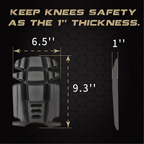 Knee Pad Inserts for Work Pants, Uniforms, and Tactical Pants, Breathable Knee Pad Inserts for Garden, Construction, Floor, Cleang, and Garage 9.3''×6.5''×1'', Black - size: 1 pair 9.3''×6.5''×1''