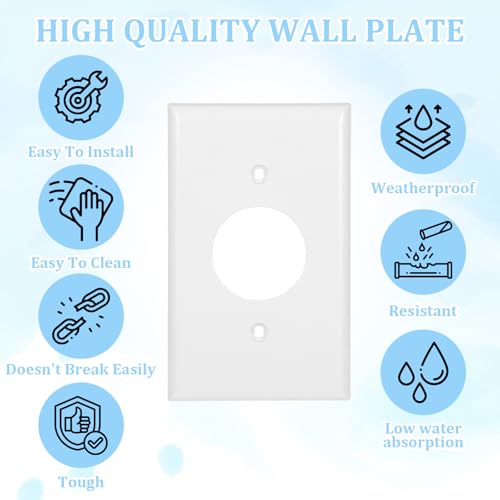 Piriuuo Round White Outlet Cover Plate, Single Outlet Plug Covers 4.53" X 2.76" Receptacle Cover with Two Screws, 220v (Pack of 2) - size: 11.5*7cm/4.53*2.76in (Pack of 2)