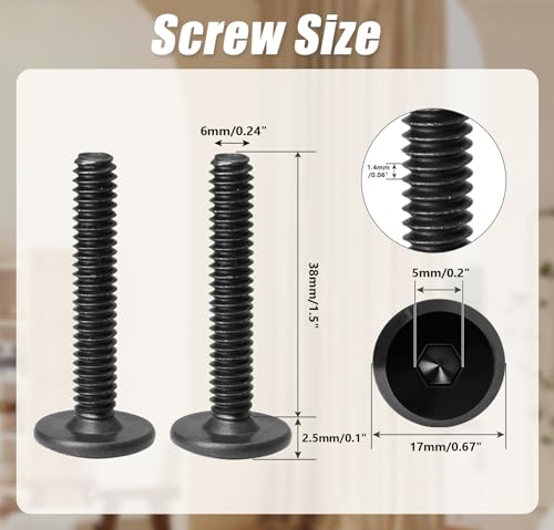 Biaungdo Flat Head Allen Bolts, 1/4-20 x 1-1/2 Inch, Black, 30 Pcs | Socket Cap Screws Joint Connecting Bolts Countersunk Screws Bolts for Furniture, Fully Threaded - size: 1/4-20 x 1-1/2 Inch