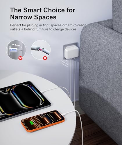 Fast Charger Block, 100W Max Output 6-Port USB C Charging Station Hub Cube - color: White