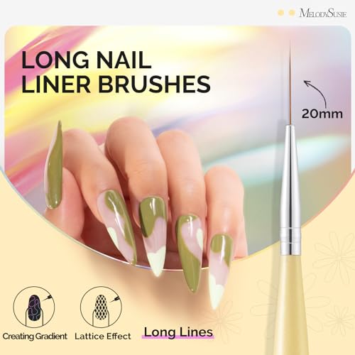 MelodySusie Nail Art Liner Brushes 5Pcs Sizes 5/7/9/11/20mm - color: Color, size: 5