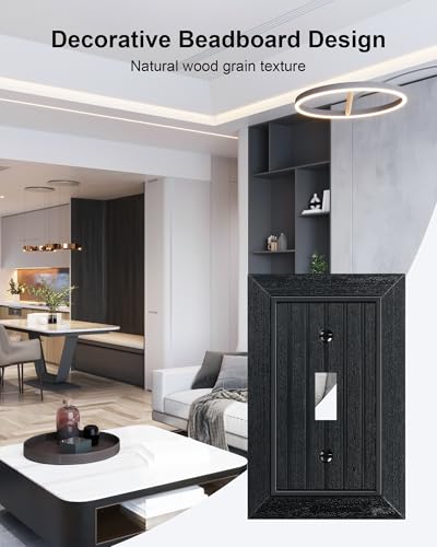 4-Pack Classic Beadboard Polycarbonate Toggle Light Switch Cover Plate - color: Matte Black, size: 1 Toggle 4PK