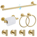 TQKAG 8-Pieces Bathroom Hardware Set, Brushed Gold Towel Bar Set 23.6 Inch - color: Brushed Gold, size: 8-Pieces Set