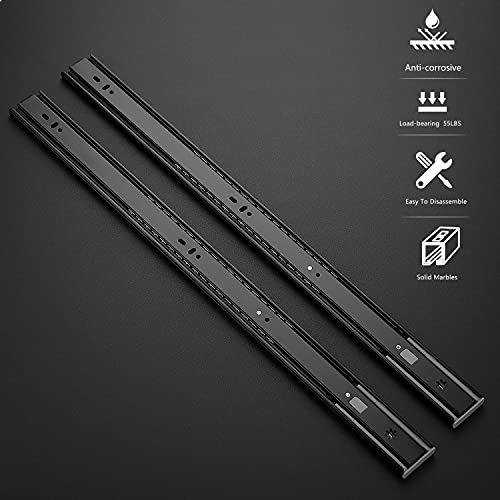 Ravinte Matte Black Soft Close Drawer Slides 24 Inch 1 Pairs 2 Pack - color: Black, size: 24 Inch