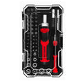 IRONCUBE Multi Ratcheting Screwdriver Set: 56 IN 1 Magnetic Bits & Sockets with Case for Emergency Use At Home - color: Red