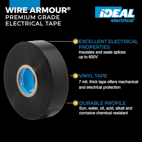 Ideal Industries INC. 46-33 Black 7 Mil Wire Armour UL Listed 3/4 in. Professional Vinyl Black Electrical Tape